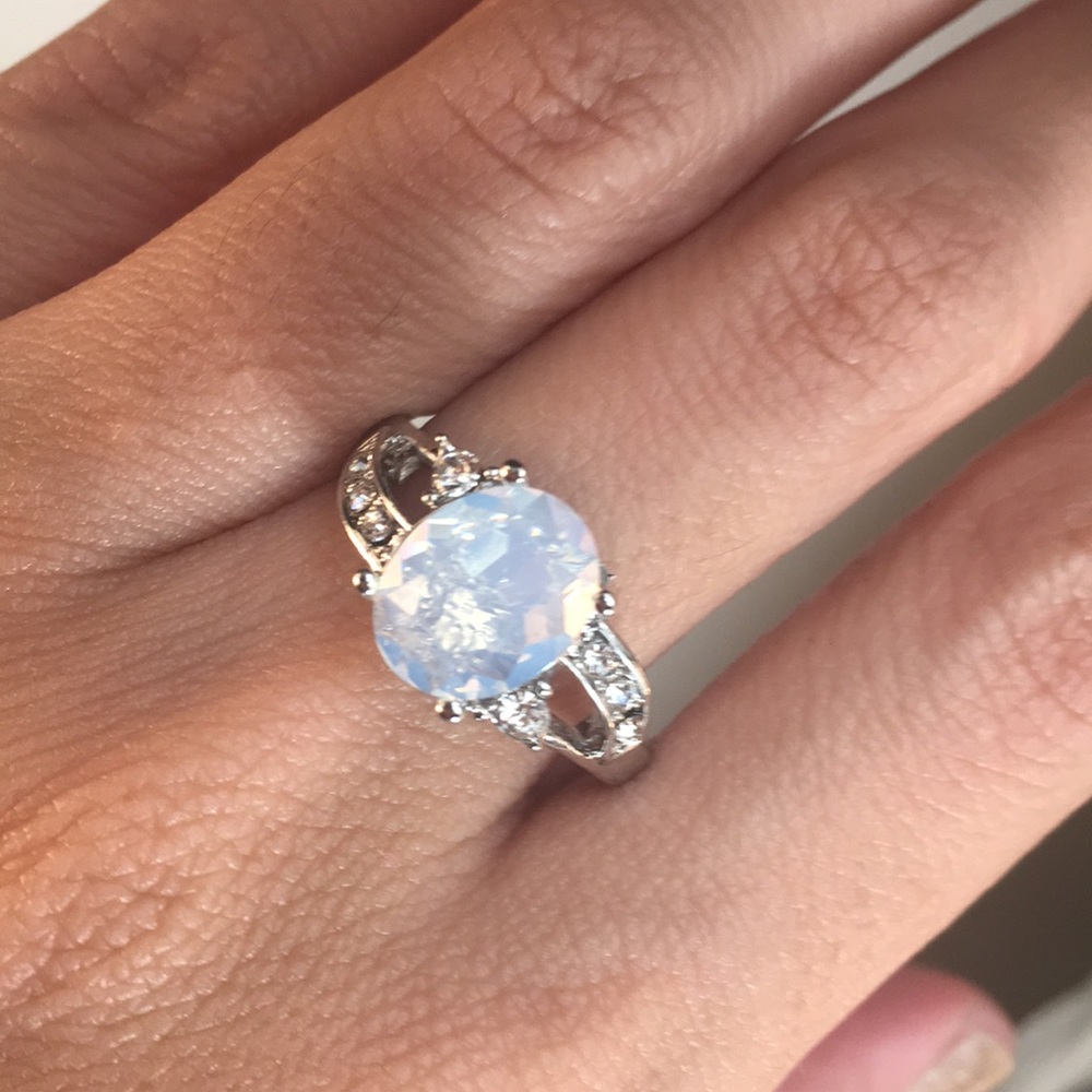 Beautiful Genuine Moonstone Ring With ZC accents - Picture 2 of 5
